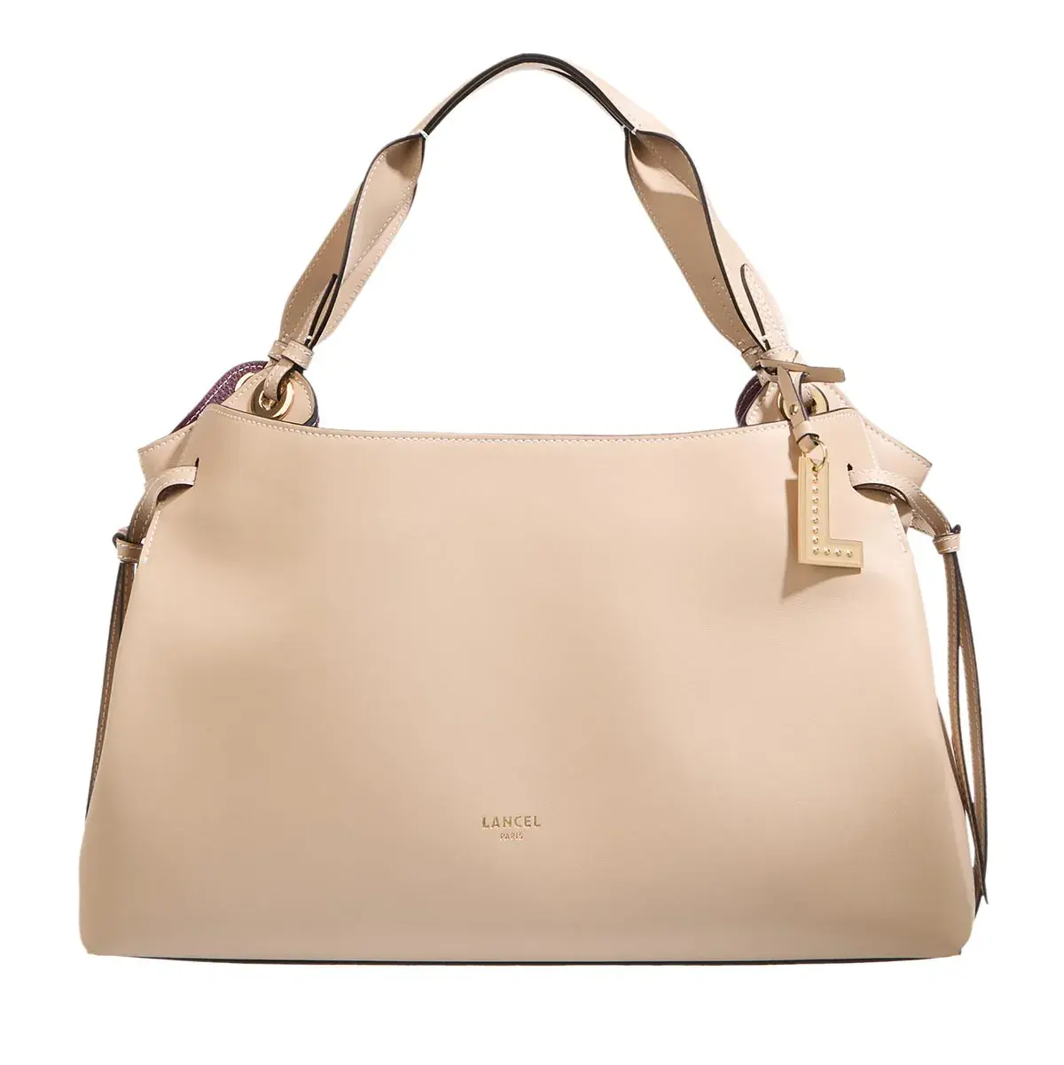 Elegante beige Schultertasche aus Leder