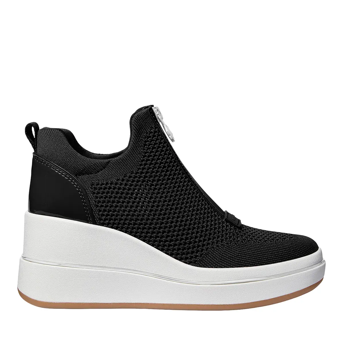 Schwarzer Strick-Slip-On Wedge Sneaker