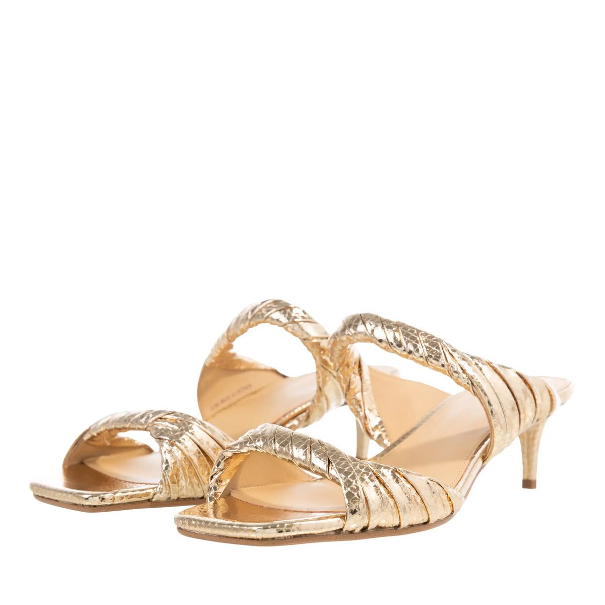 Kitten Heel Mules mit geflochtenen Riemen