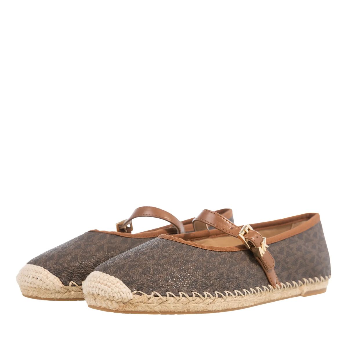 Espadrille-Ballerinas mit Monogramm und Knöchelriemen