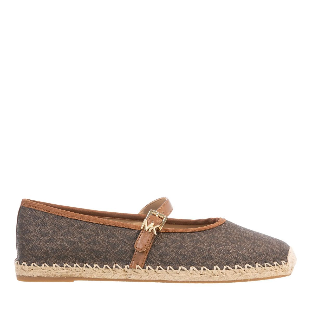 Espadrille-Ballerinas mit Monogramm und Knöchelriemen