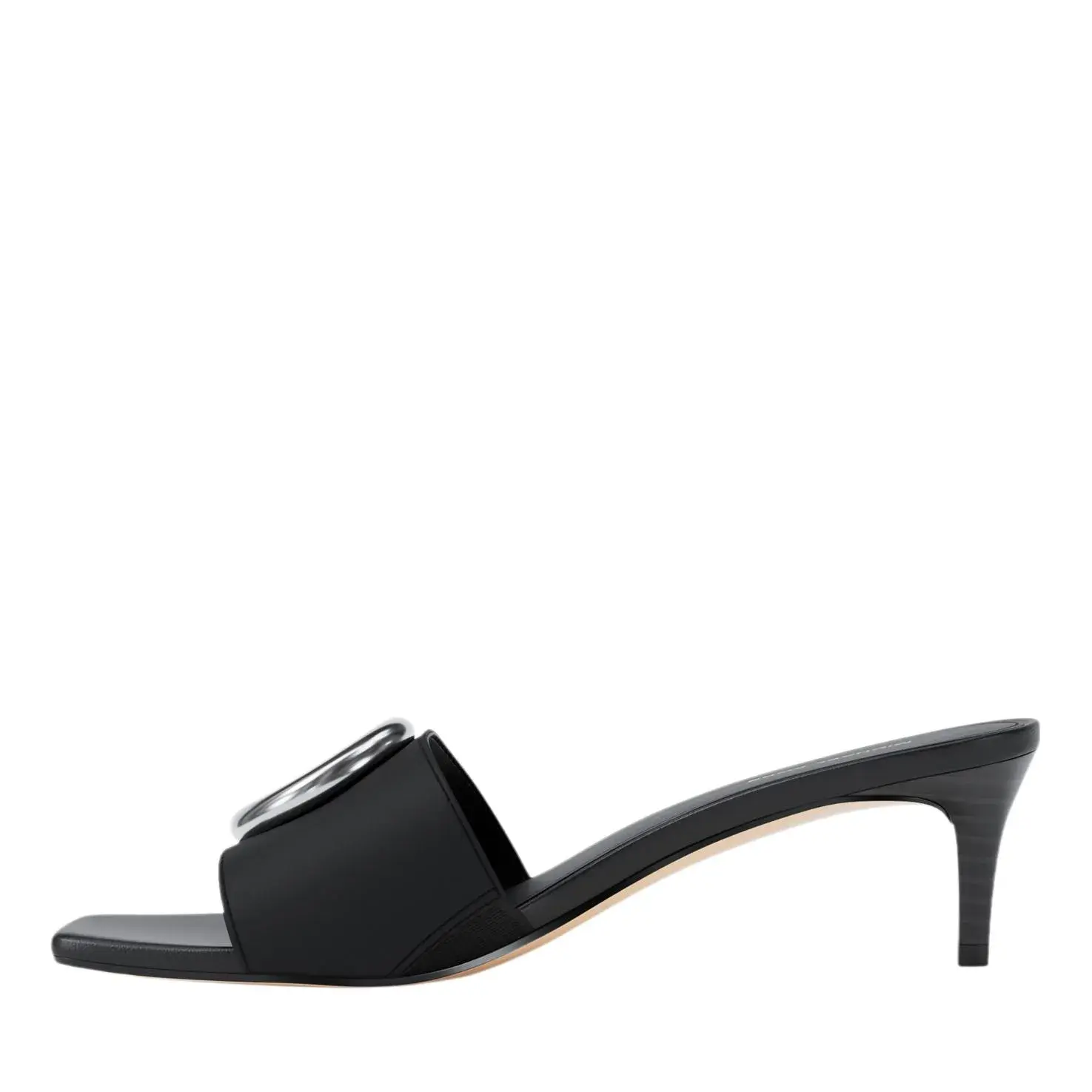 Schwarze Mule-Sandale mit Absatz und Logo