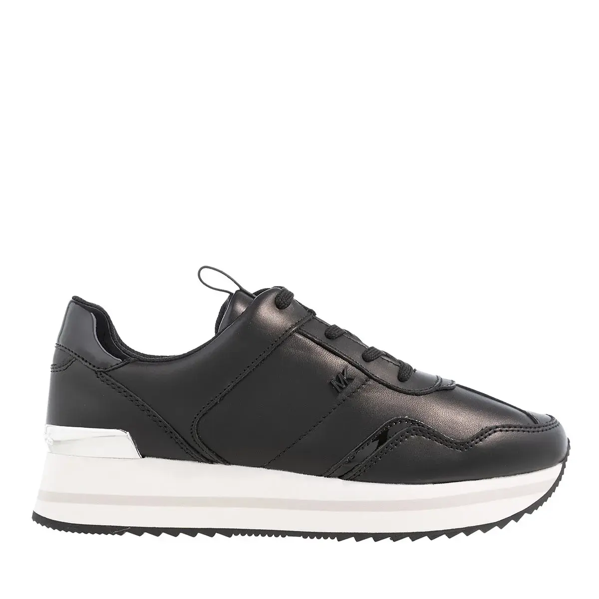 Schwarze Ledersneakers mit Plateausohle