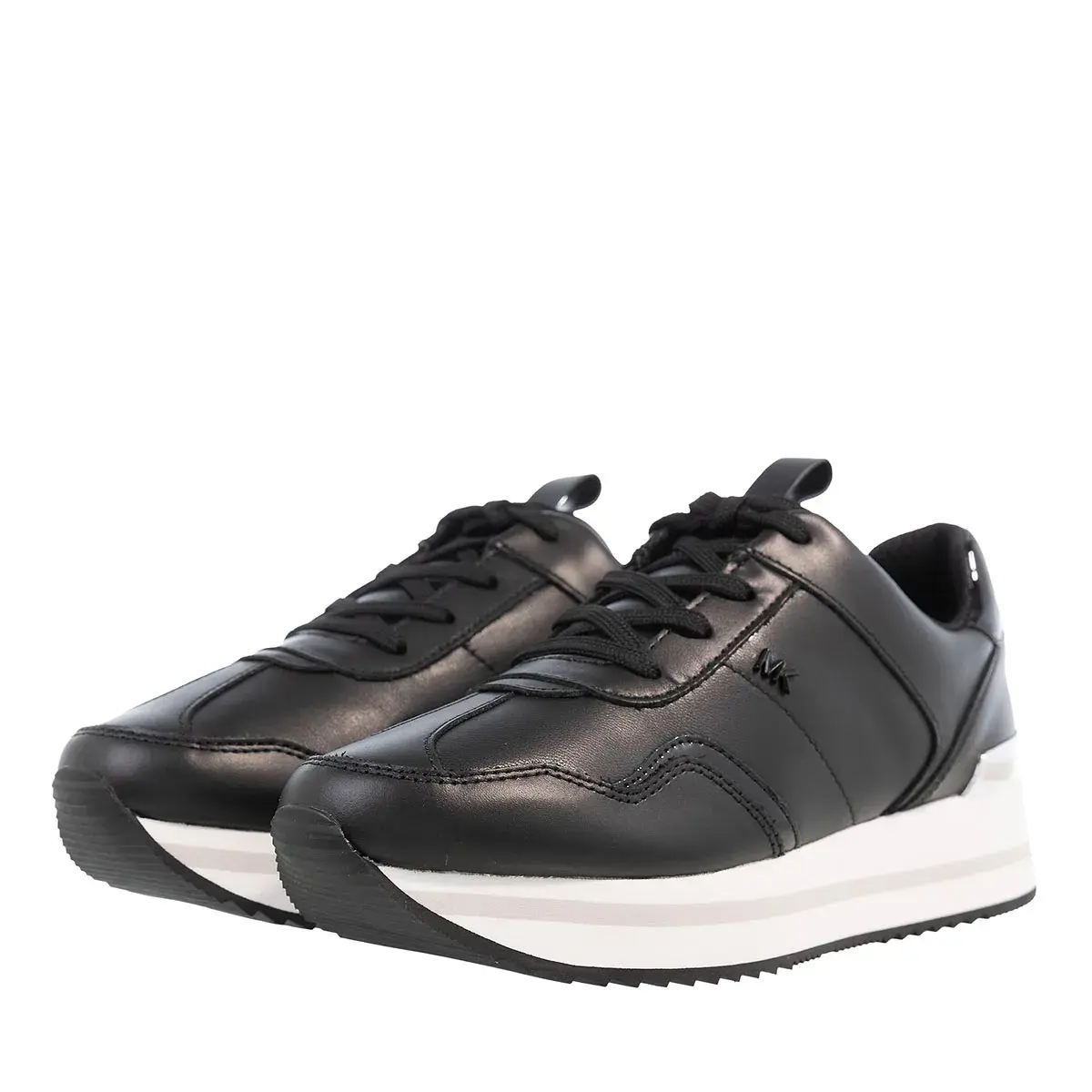 Schwarze Ledersneakers mit Plateausohle