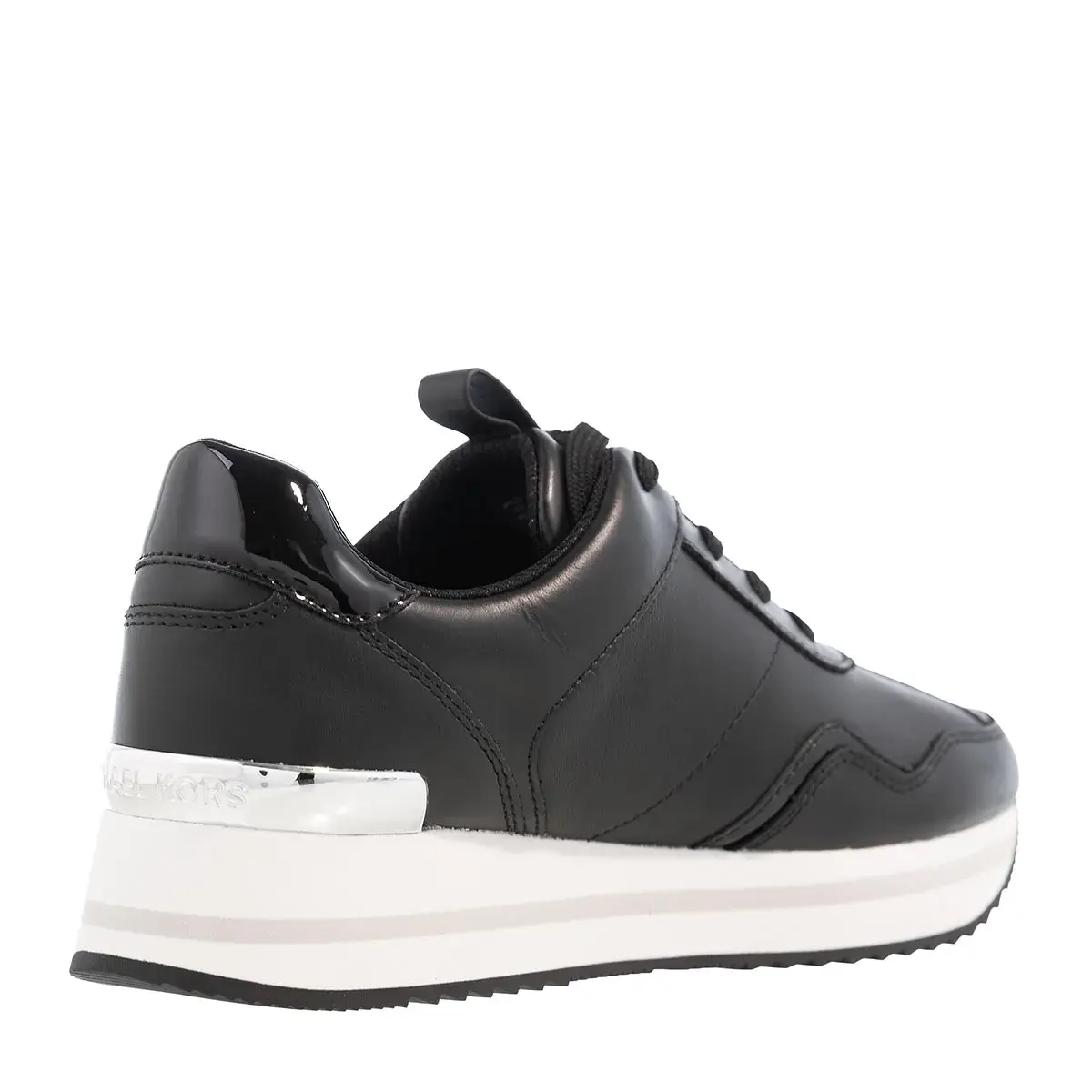 Schwarze Ledersneakers mit Plateausohle
