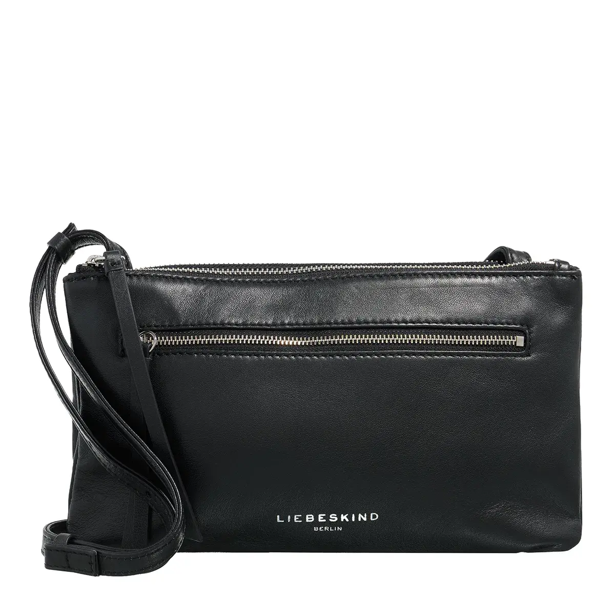 Elegante schwarze Leder-Umhängetasche