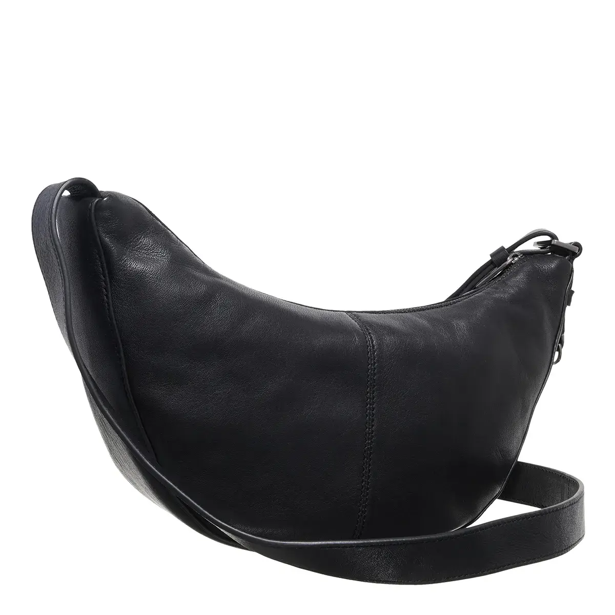 Leder Halbmond Schultertasche mit Reißverschlüssen