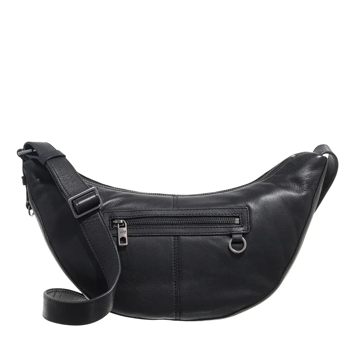 Leder Halbmond Schultertasche mit Reißverschlüssen