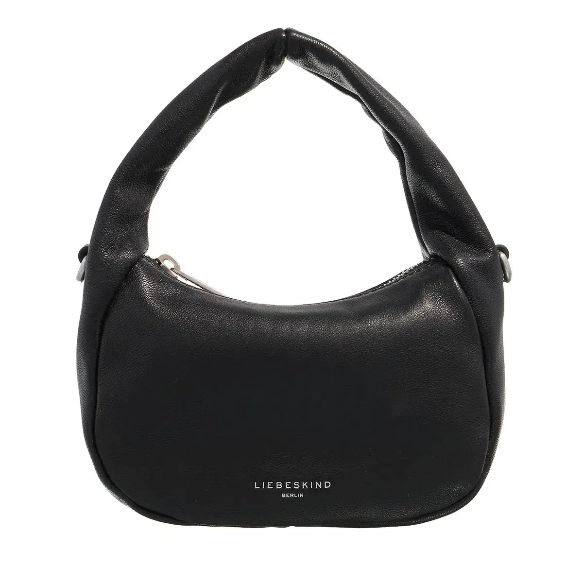 Schwarze Leder Schultertasche Hobo-Stil