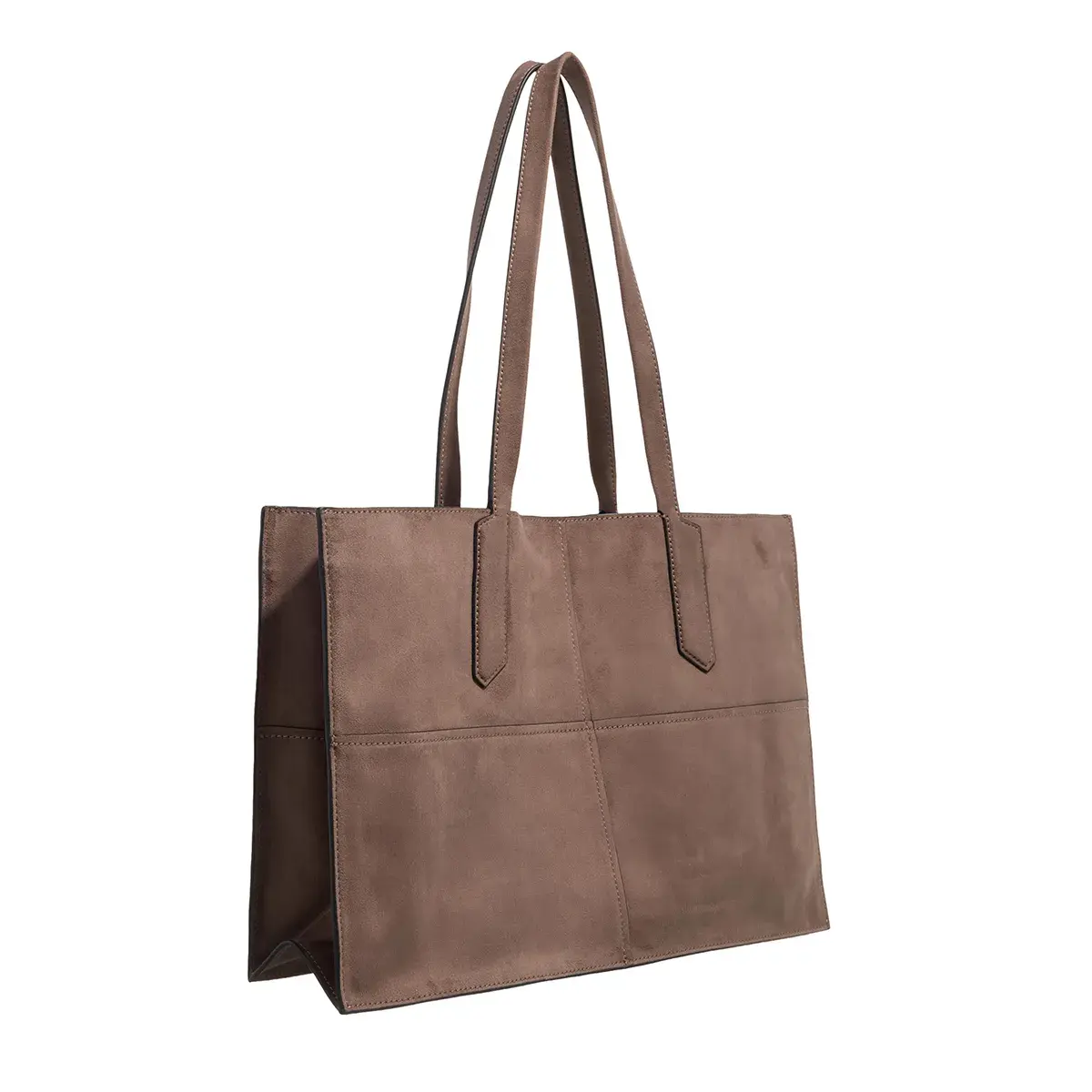 Strukturierte Wildleder-Vegan-Tasche mit Paneelen