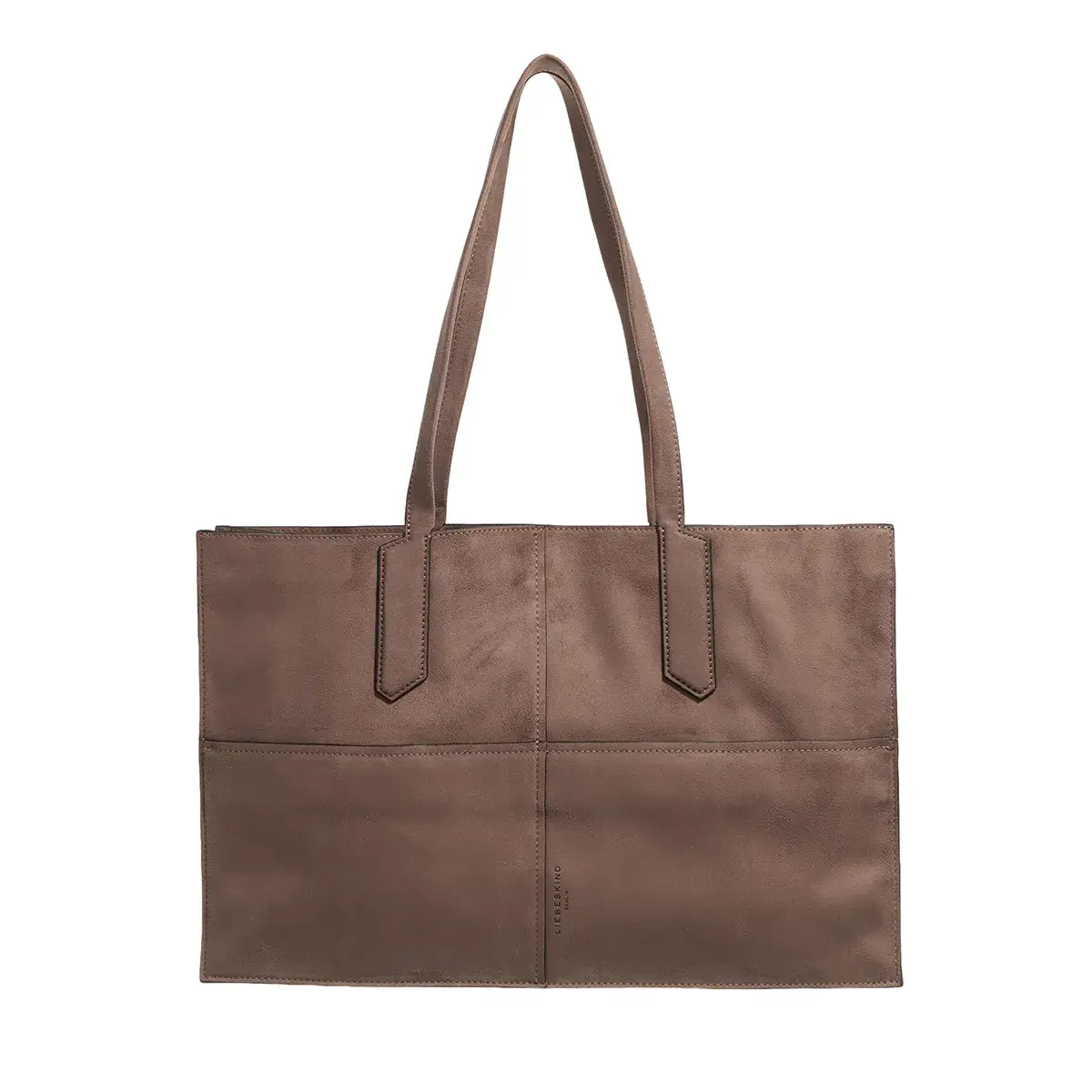 Strukturierte Wildleder-Vegan-Tasche mit Paneelen