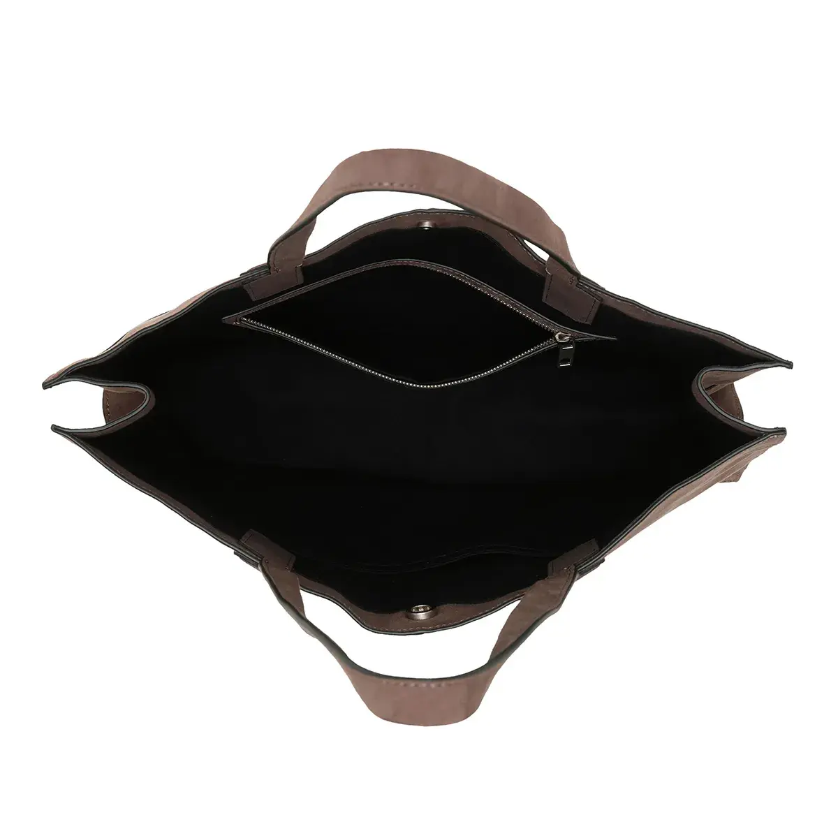 Strukturierte Wildleder-Vegan-Tasche mit Paneelen