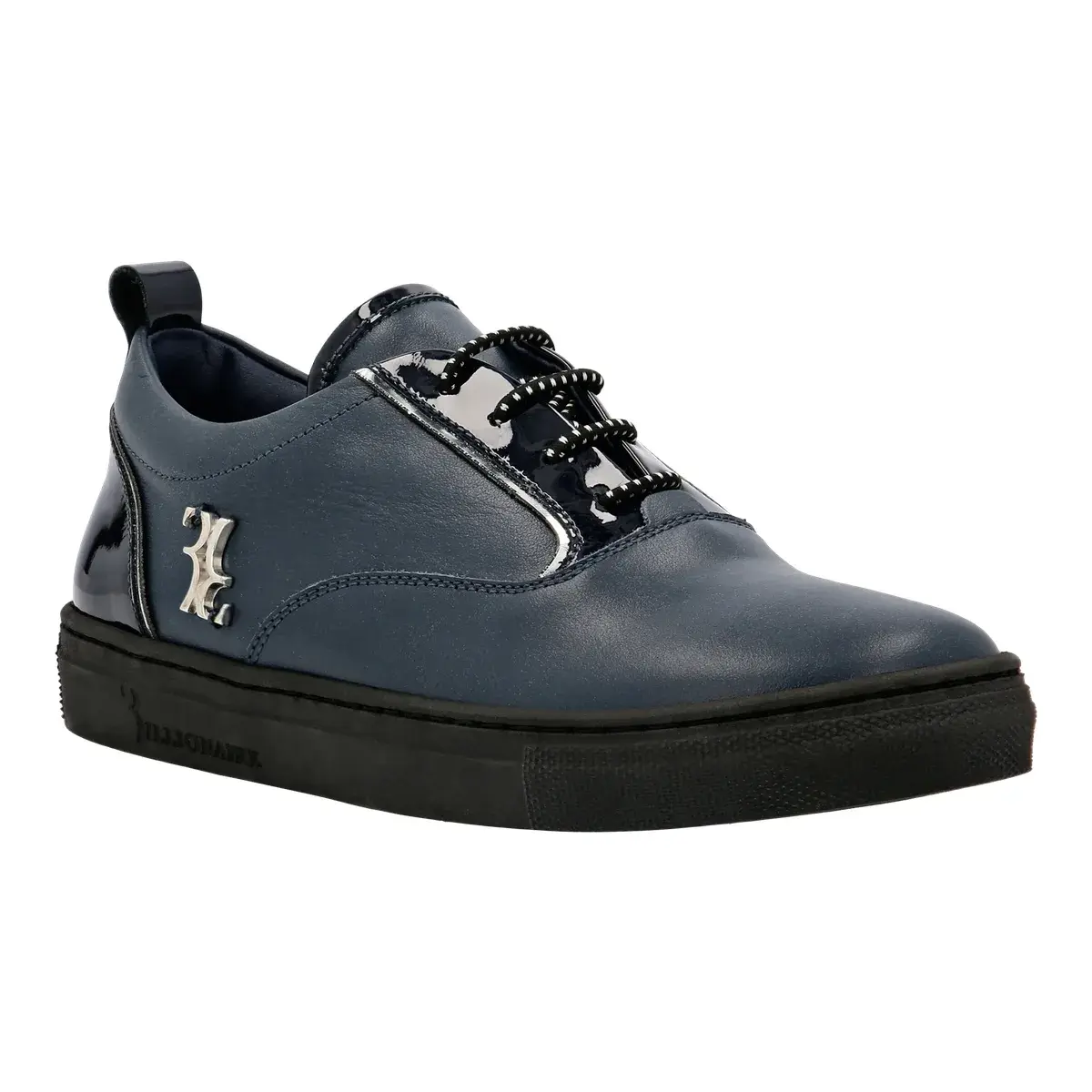 Blaue Leder-Sneakers