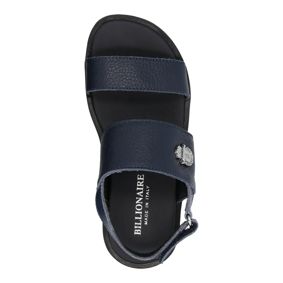 Marineblaue Lederriemensandalen