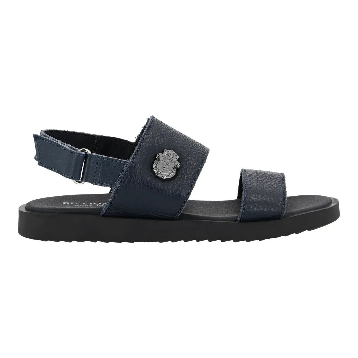 Marineblaue Lederriemensandalen