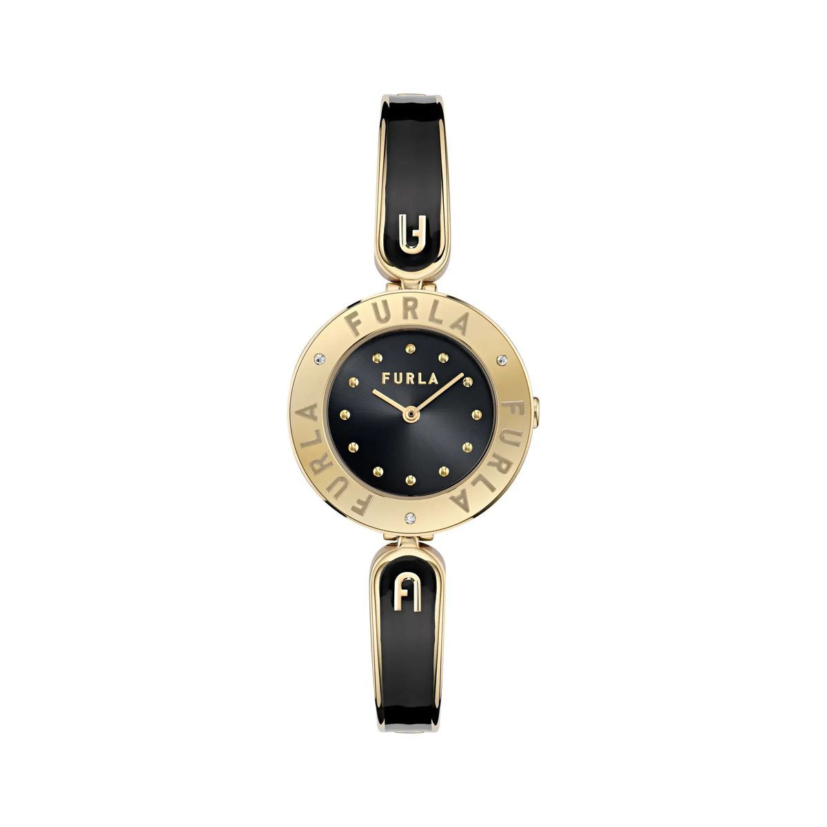 Elegante Goldfarbene Uhr mit schwarzem Zifferblatt