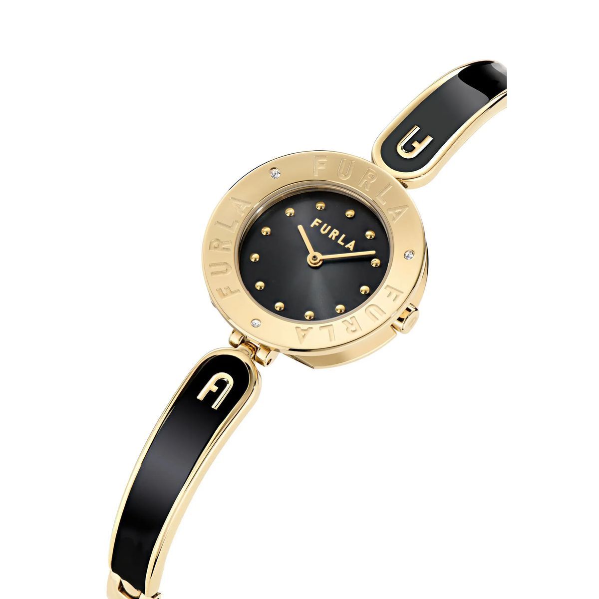 Elegante Goldfarbene Uhr mit schwarzem Zifferblatt