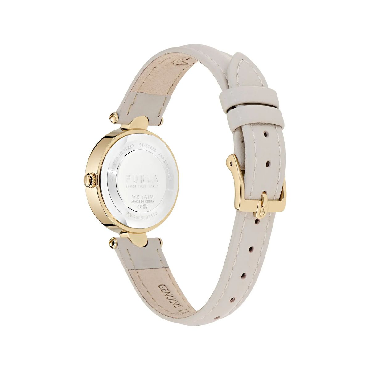 Elegante goldfarbene Uhr mit Lederarmband