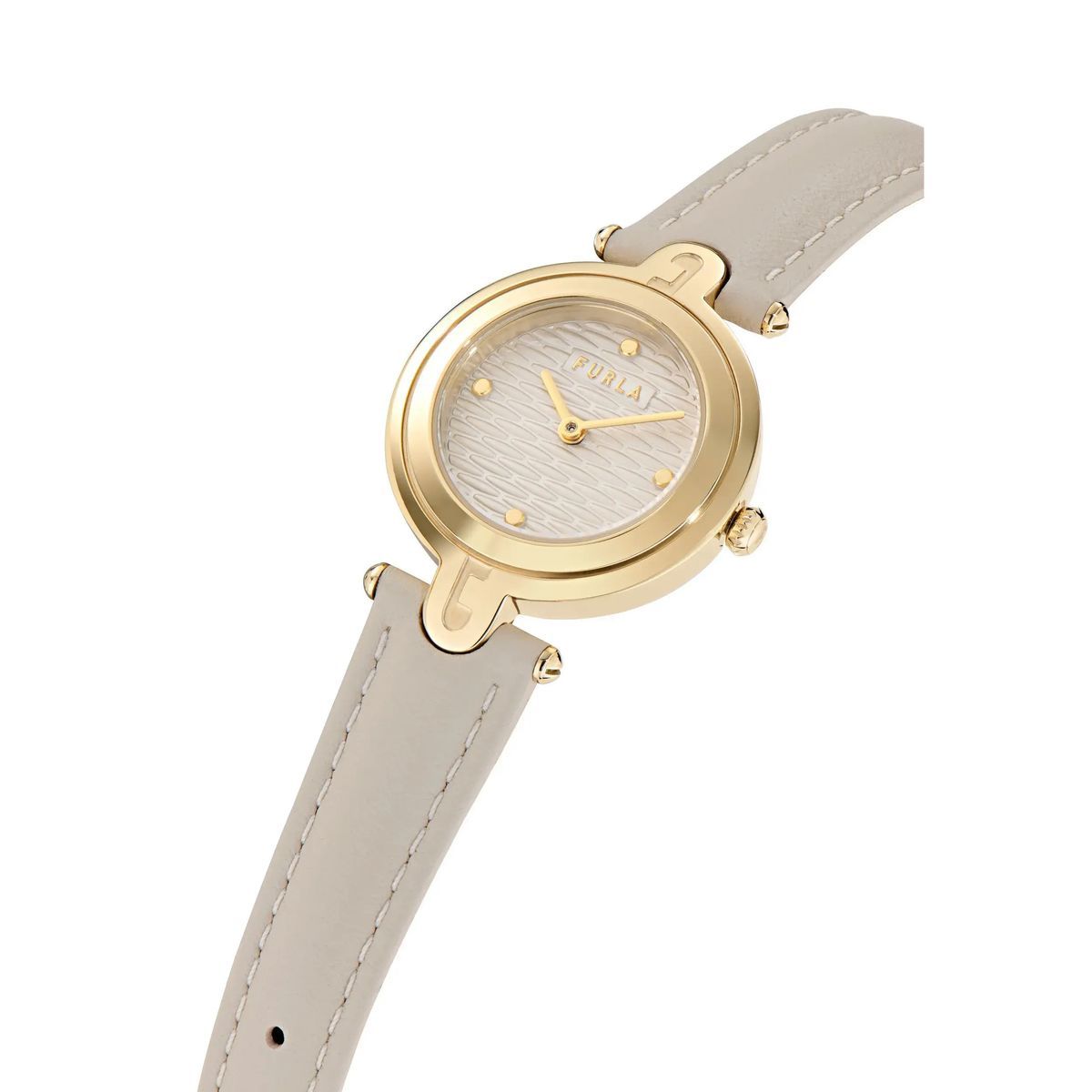 Elegante goldfarbene Uhr mit Lederarmband
