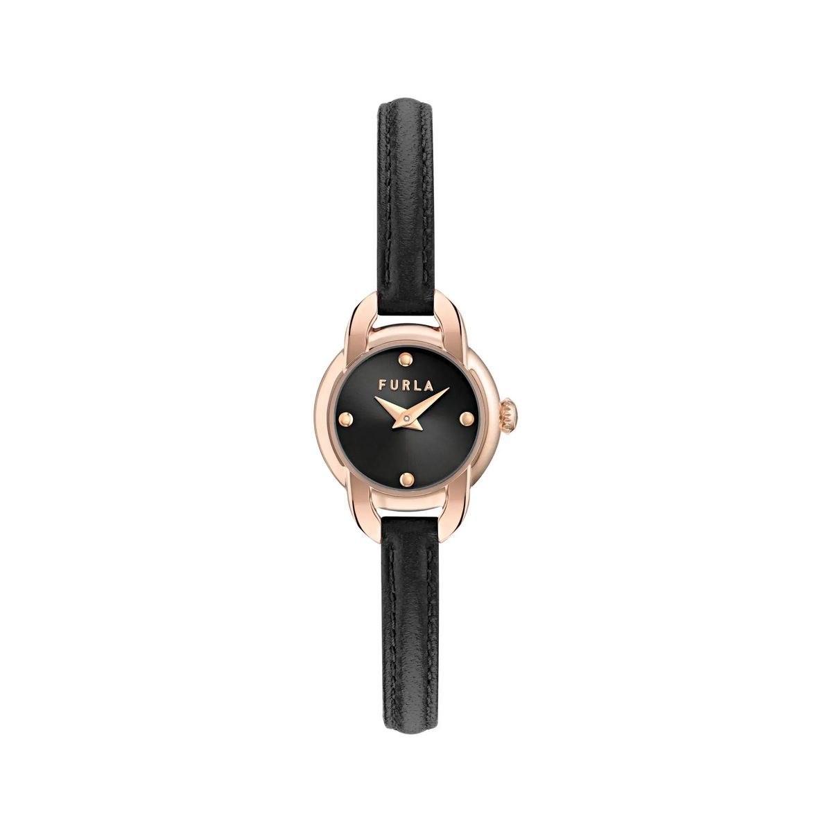 Elegante Mini Shape schwarze Lederuhr