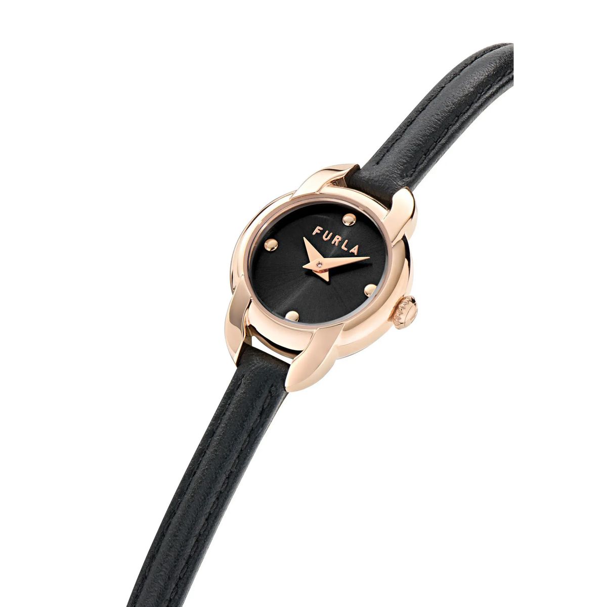 Elegante Mini Shape schwarze Lederuhr