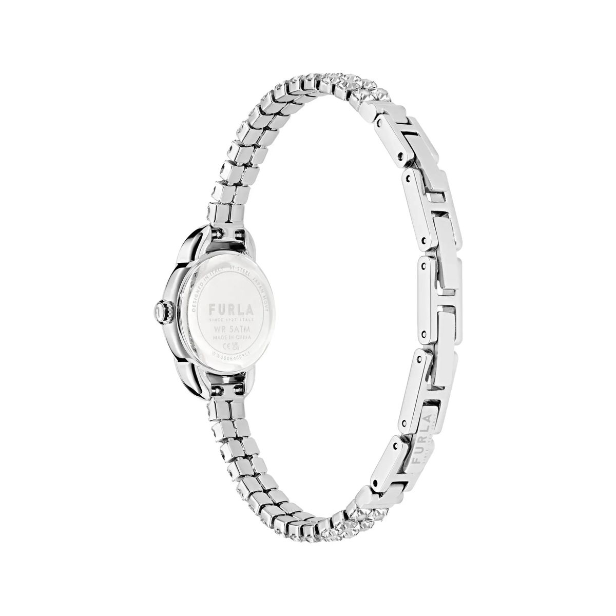 Kristallbesetzte silberfarbene Armbanduhr