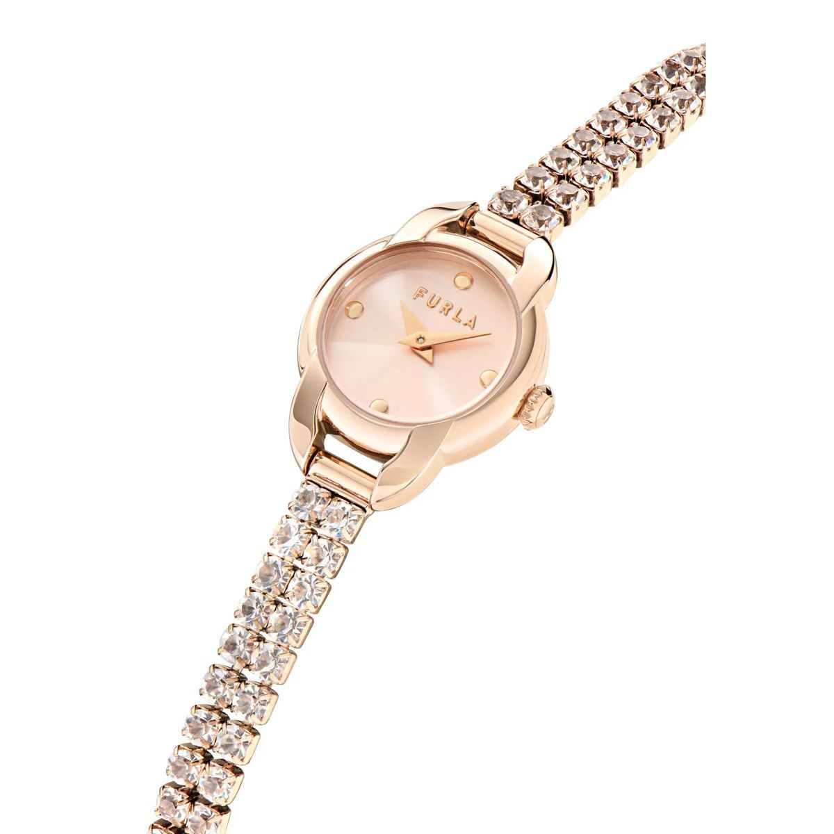 Roségoldene Kristallarmbanduhr
