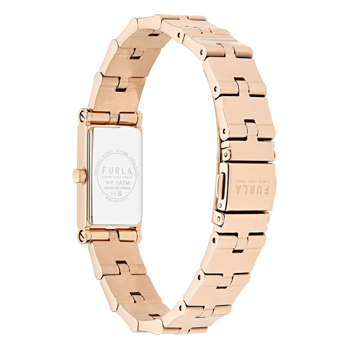 Roségoldfarbene rechteckige Armbanduhr