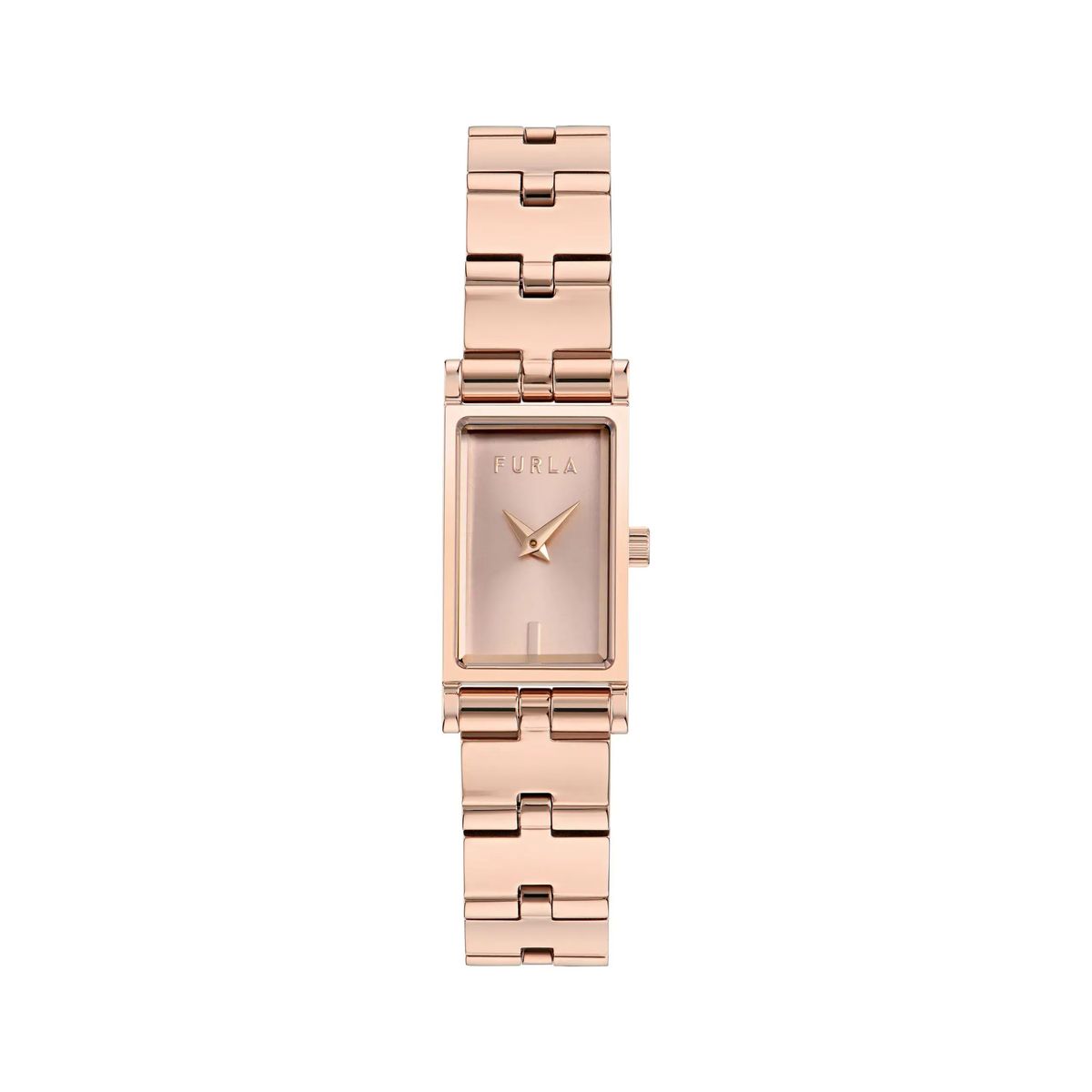 Roségoldfarbene rechteckige Armbanduhr