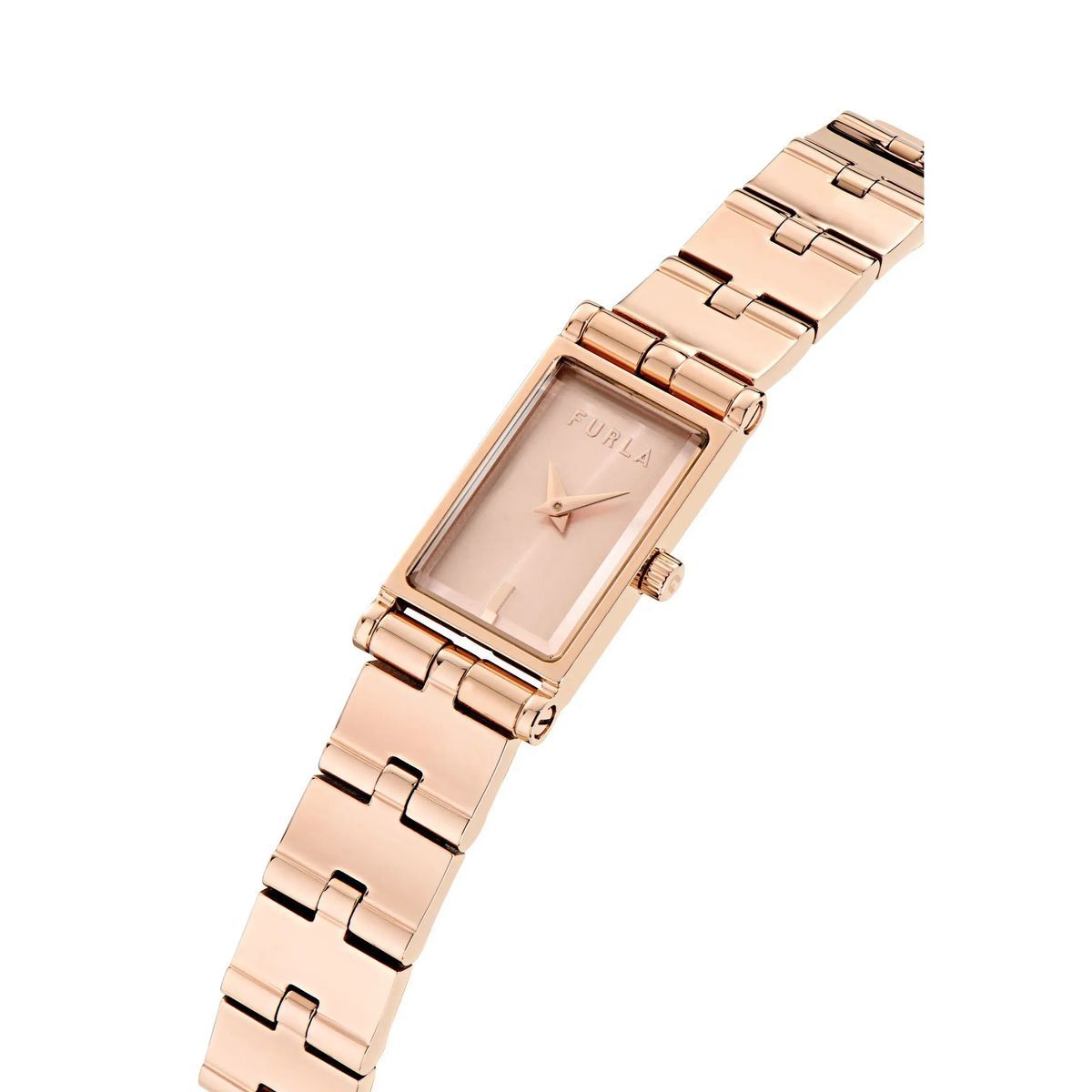 Roségoldfarbene rechteckige Armbanduhr