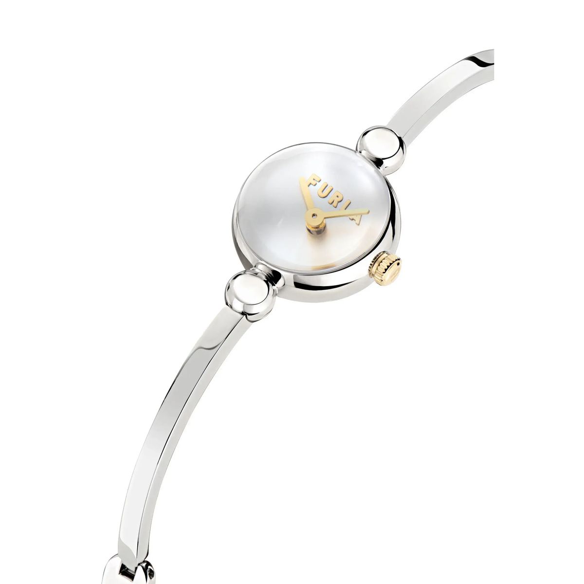 Elegante silberfarbene Armbanduhr mit Perlmuttzifferblatt