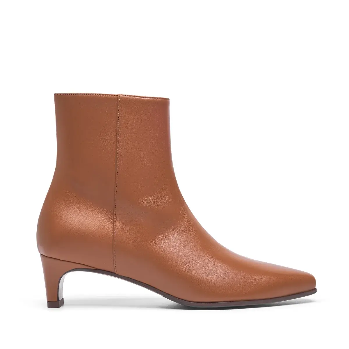 Leder-Stiefeletten mit Kitten Heel