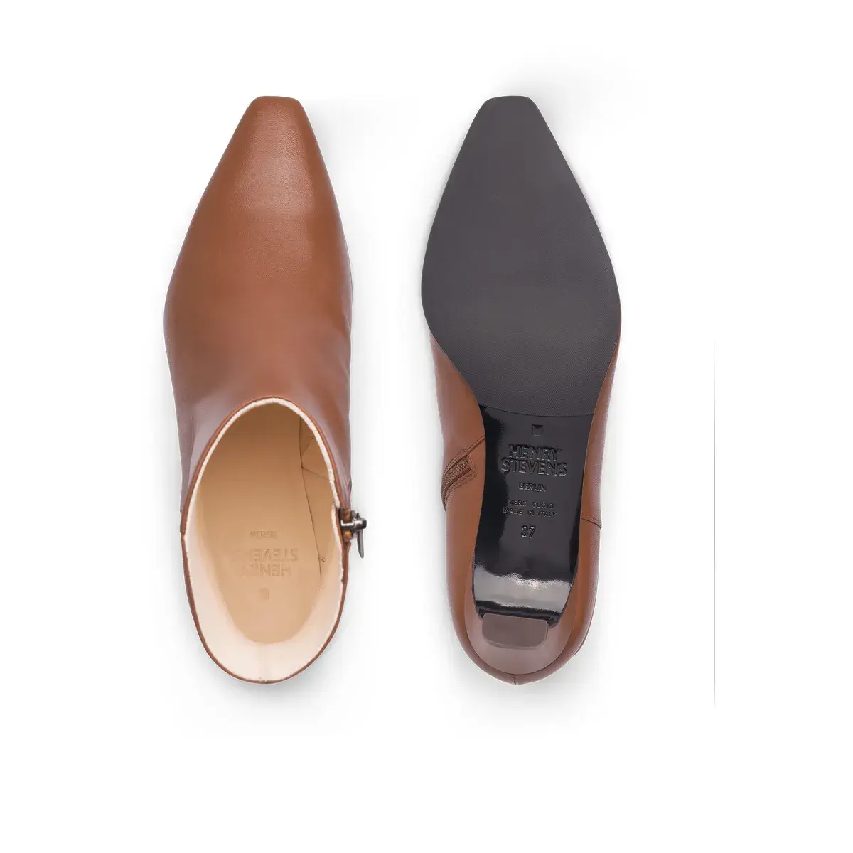 Leder-Stiefeletten mit Kitten Heel
