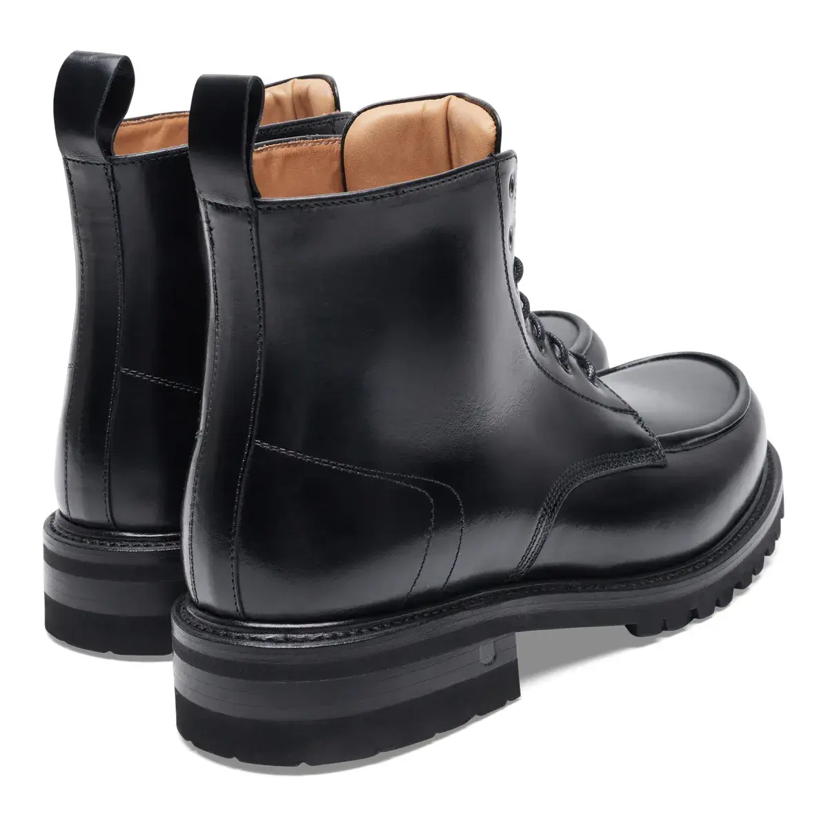 Schwarze Leder-Schnürstiefeletten