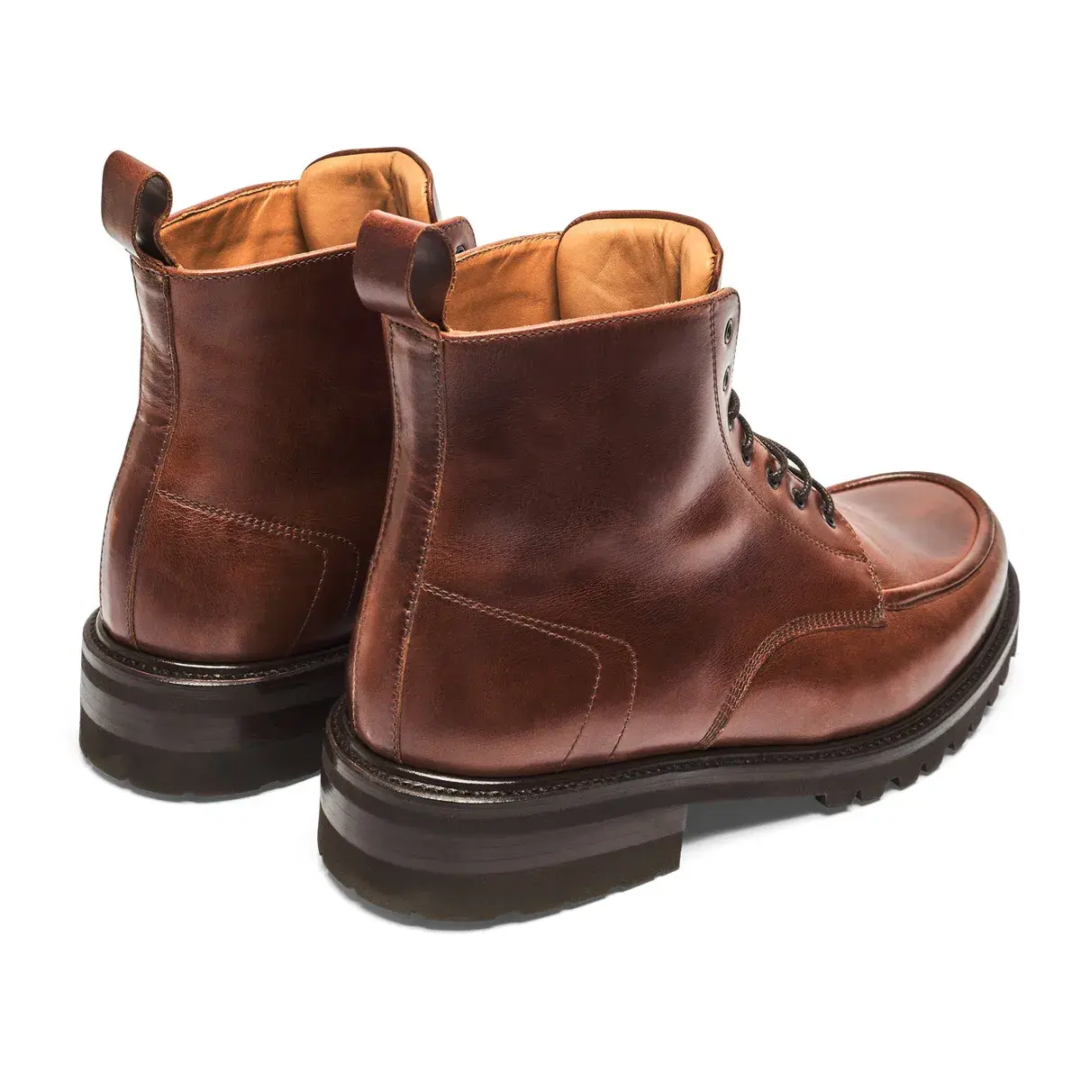 Braune Leder-Schnürstiefeletten