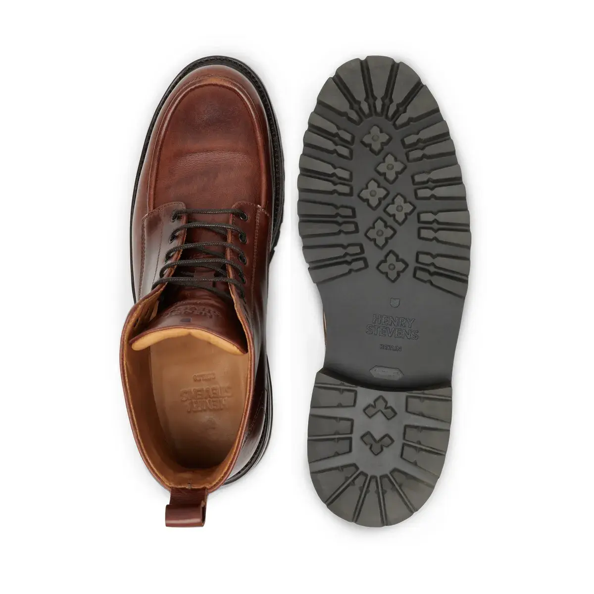 Braune Leder-Schnürstiefeletten