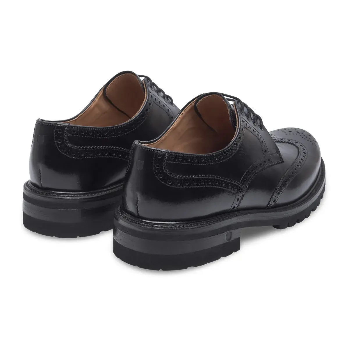 Schwarze Derby-Schuhe aus Leder mit Full-Brogue