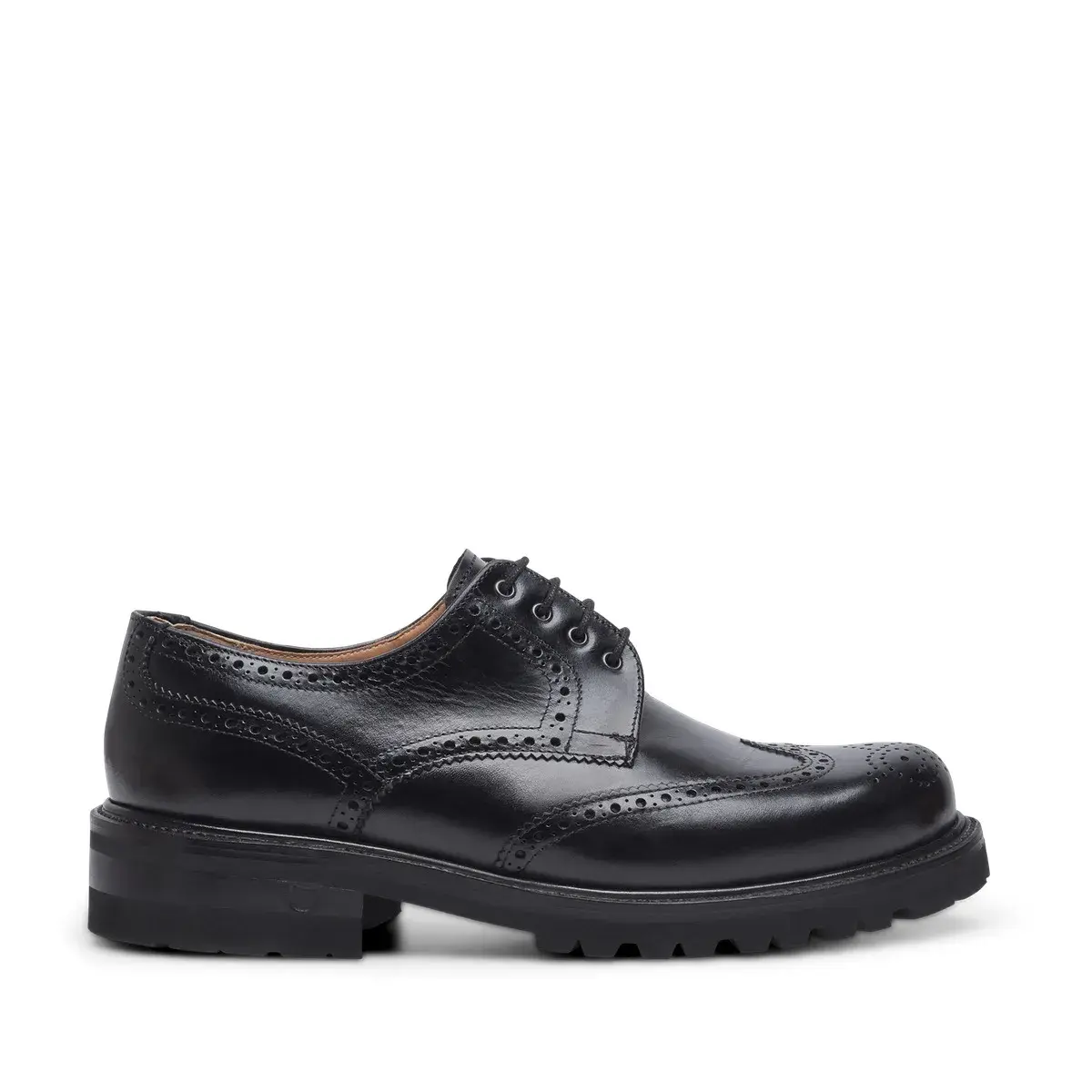 Schwarze Derby-Schuhe aus Leder mit Full-Brogue