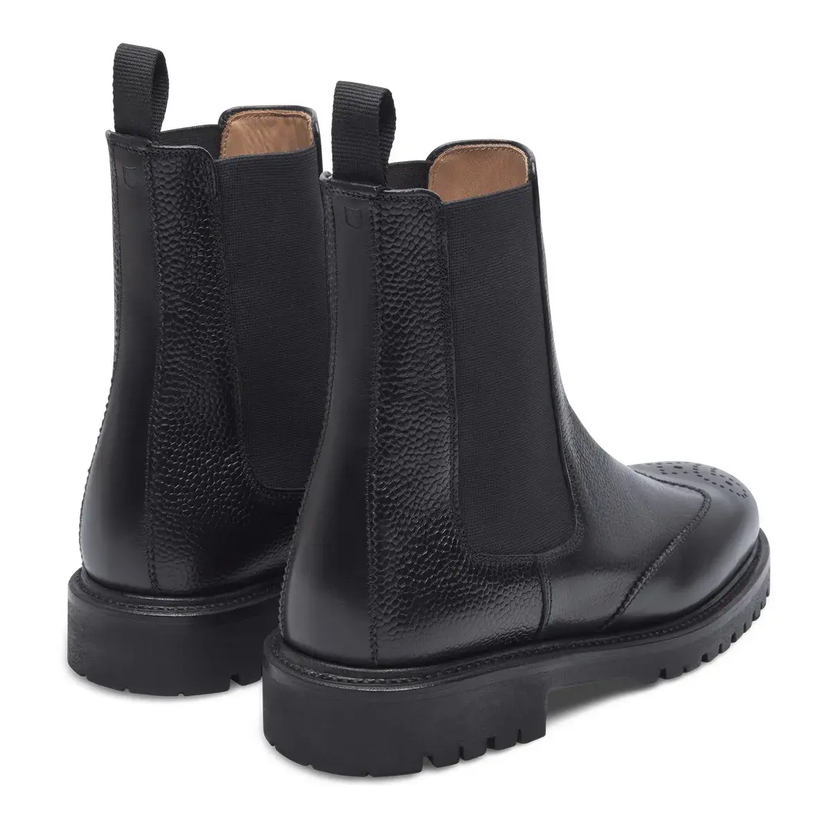 Schwarze Chelsea Brogue Stiefeletten aus Leder