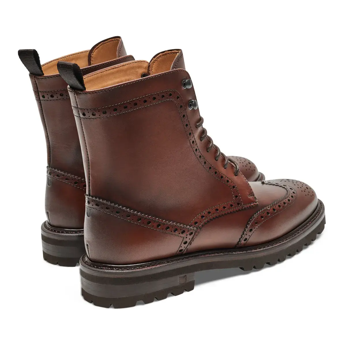 Braune Brogue Schnürstiefel aus Leder