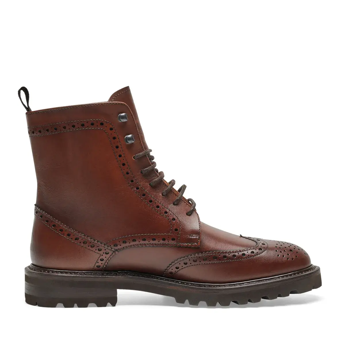 Braune Brogue Schnürstiefel aus Leder
