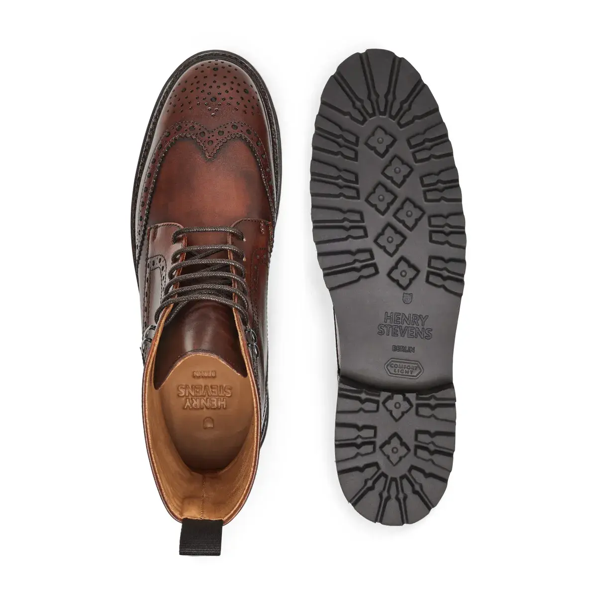Braune Brogue Schnürstiefel aus Leder