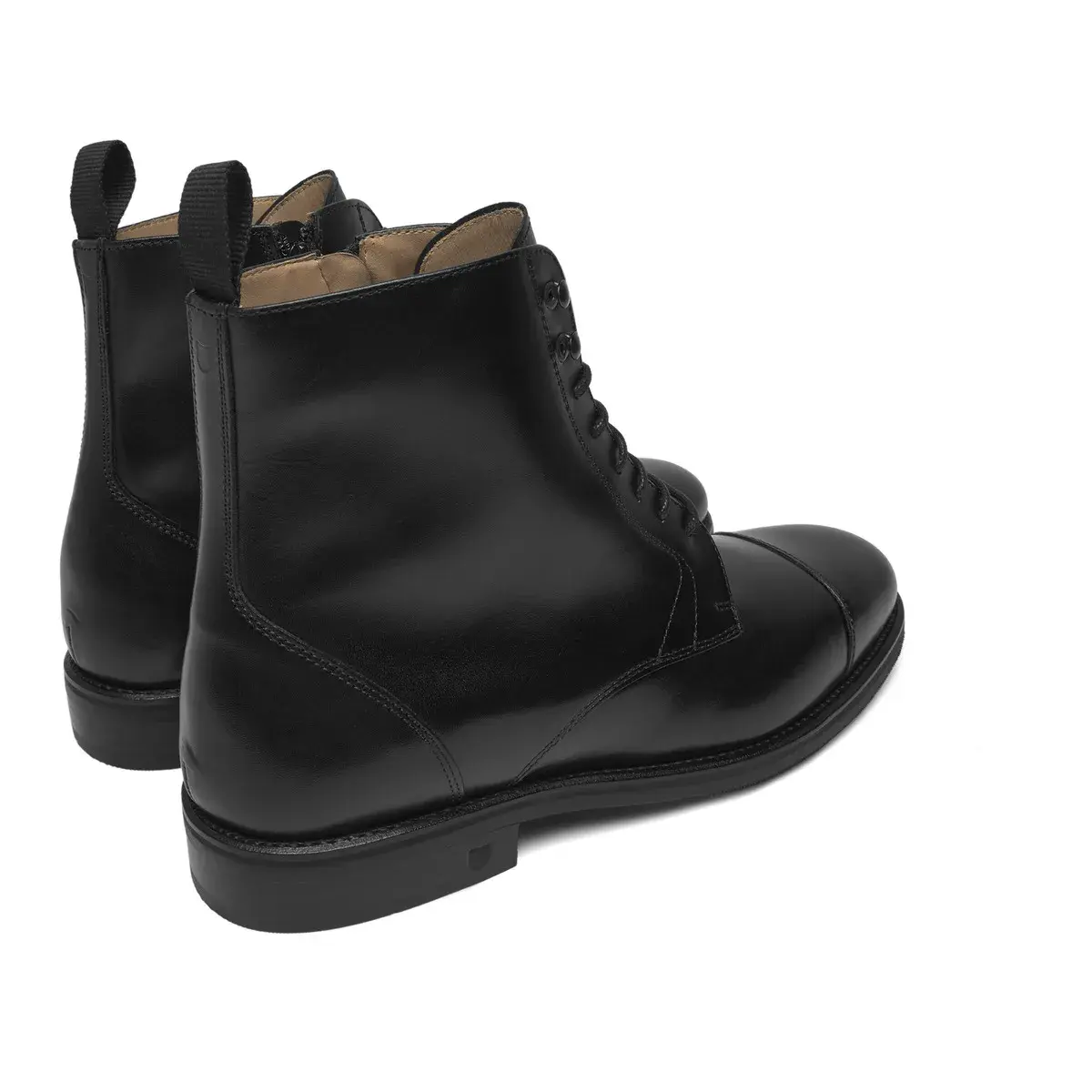 Schwarze Derby Stiefel aus Leder mit Zehenkappe
