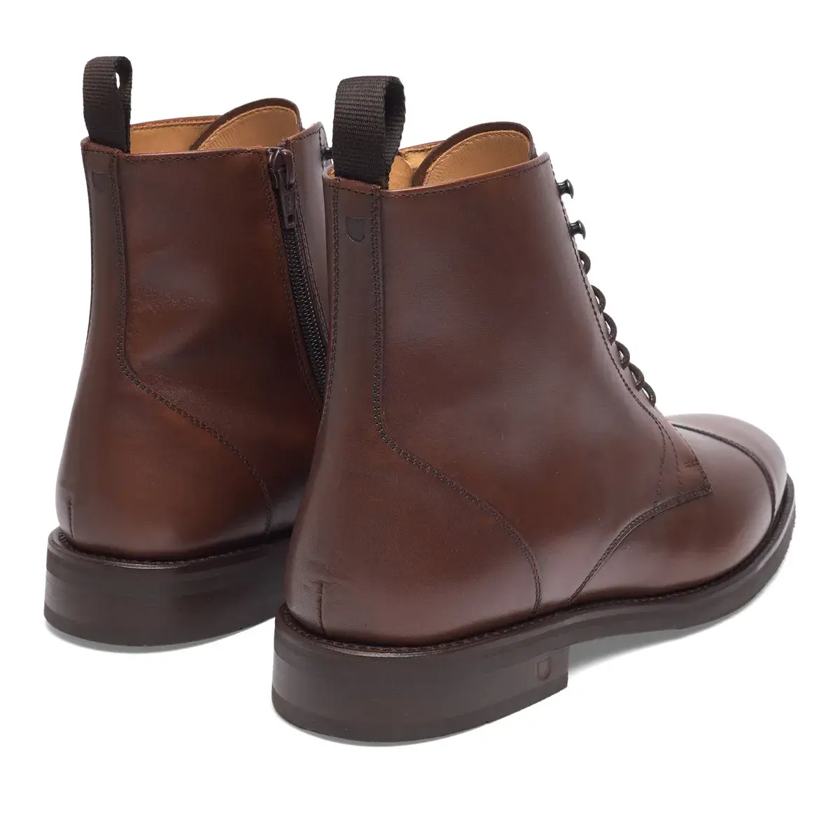 Braune Leder Schnürstiefeletten mit Kappe