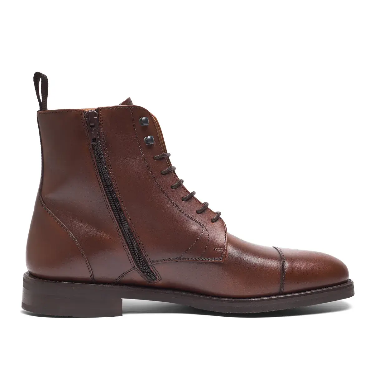 Braune Leder Schnürstiefeletten mit Kappe