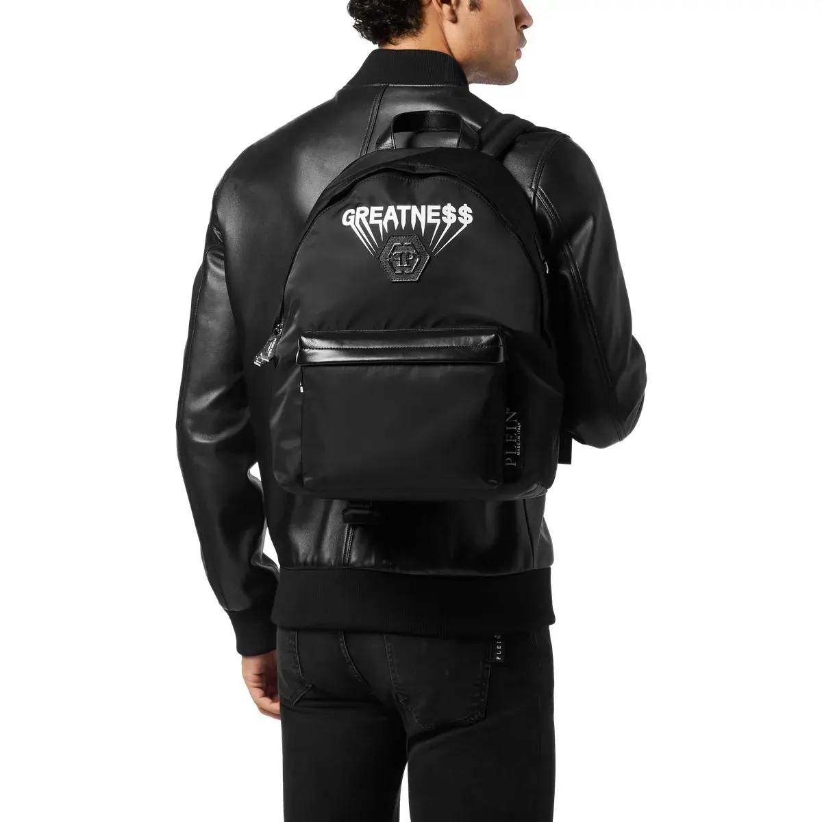 Schwarzer Nylonrucksack mit Logo