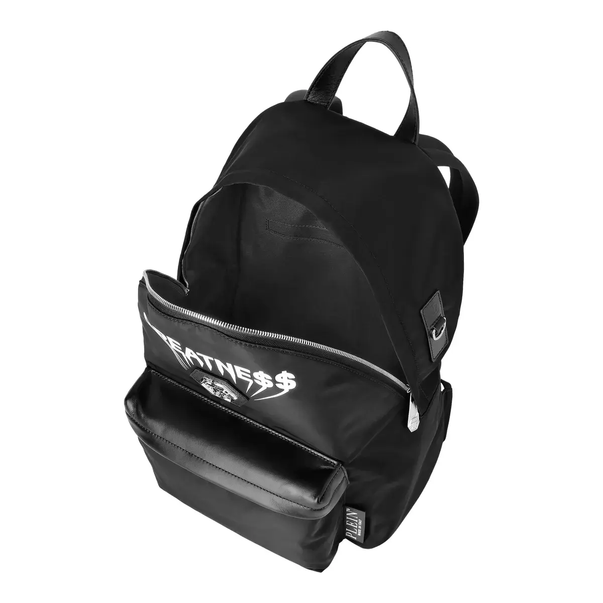Schwarzer Nylonrucksack mit Logo