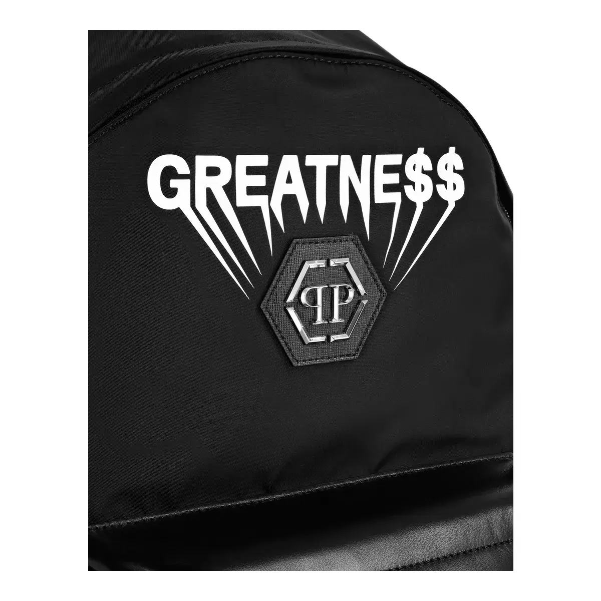 Schwarzer Nylonrucksack mit Logo