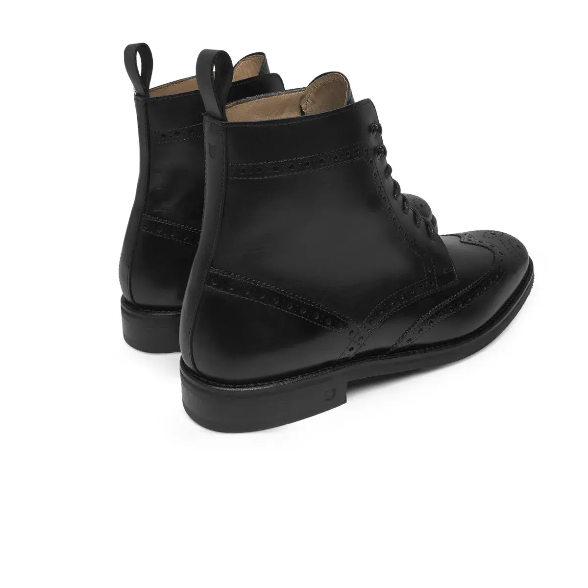 Klassische schwarze Brogue Lederstiefel