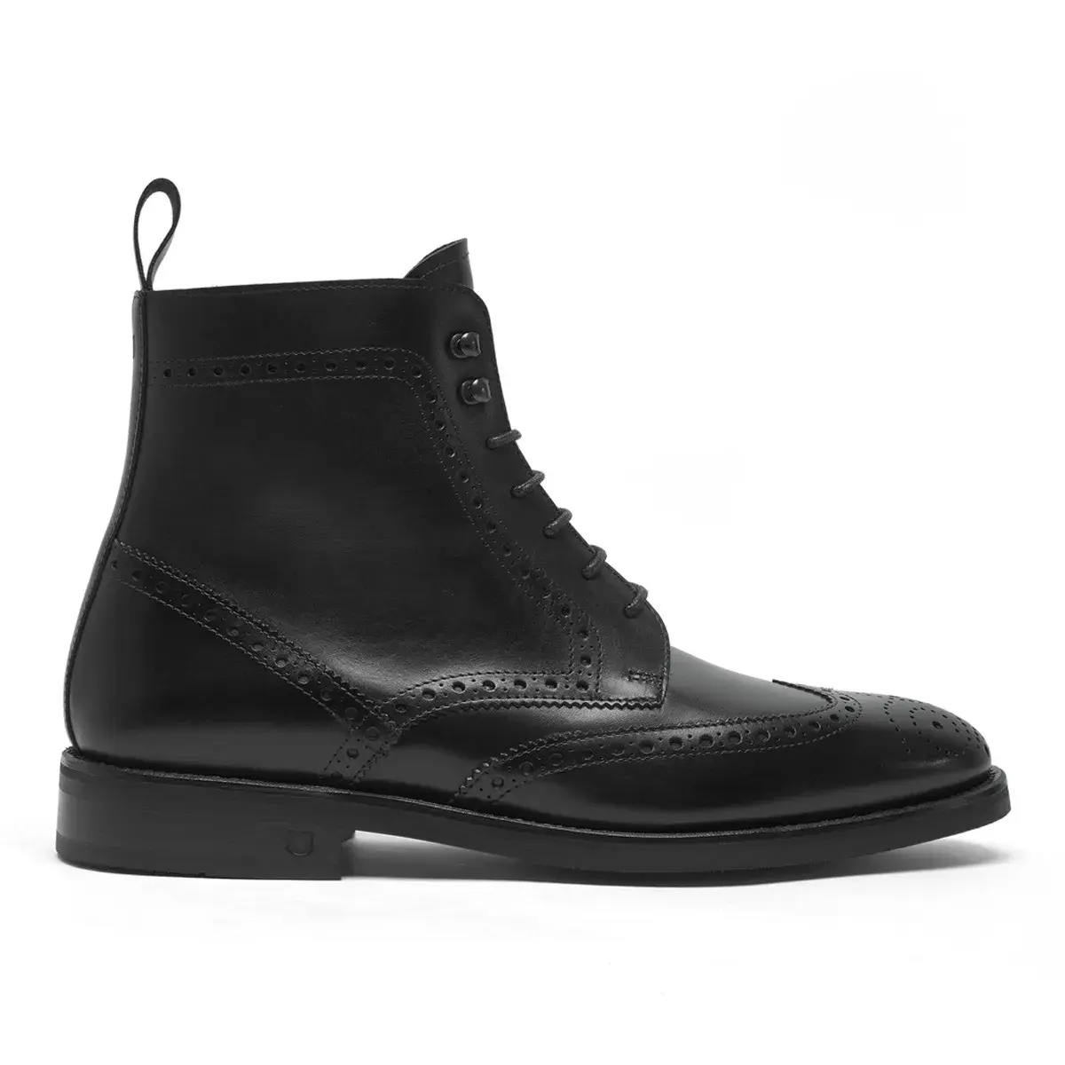 Klassische schwarze Brogue Lederstiefel